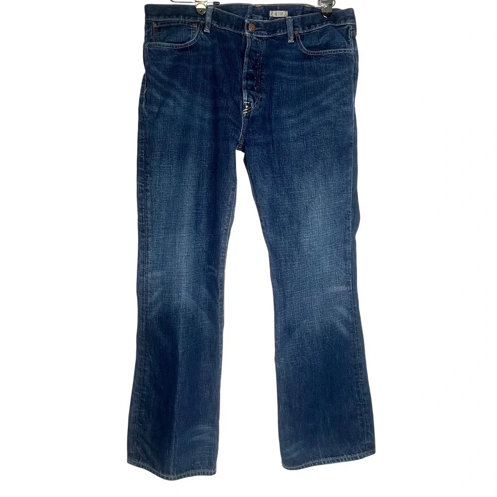 Polo‎ Ralph Lauren 40x32 Distressed Straight Leg Button Fly Bootcut Blue Jeans